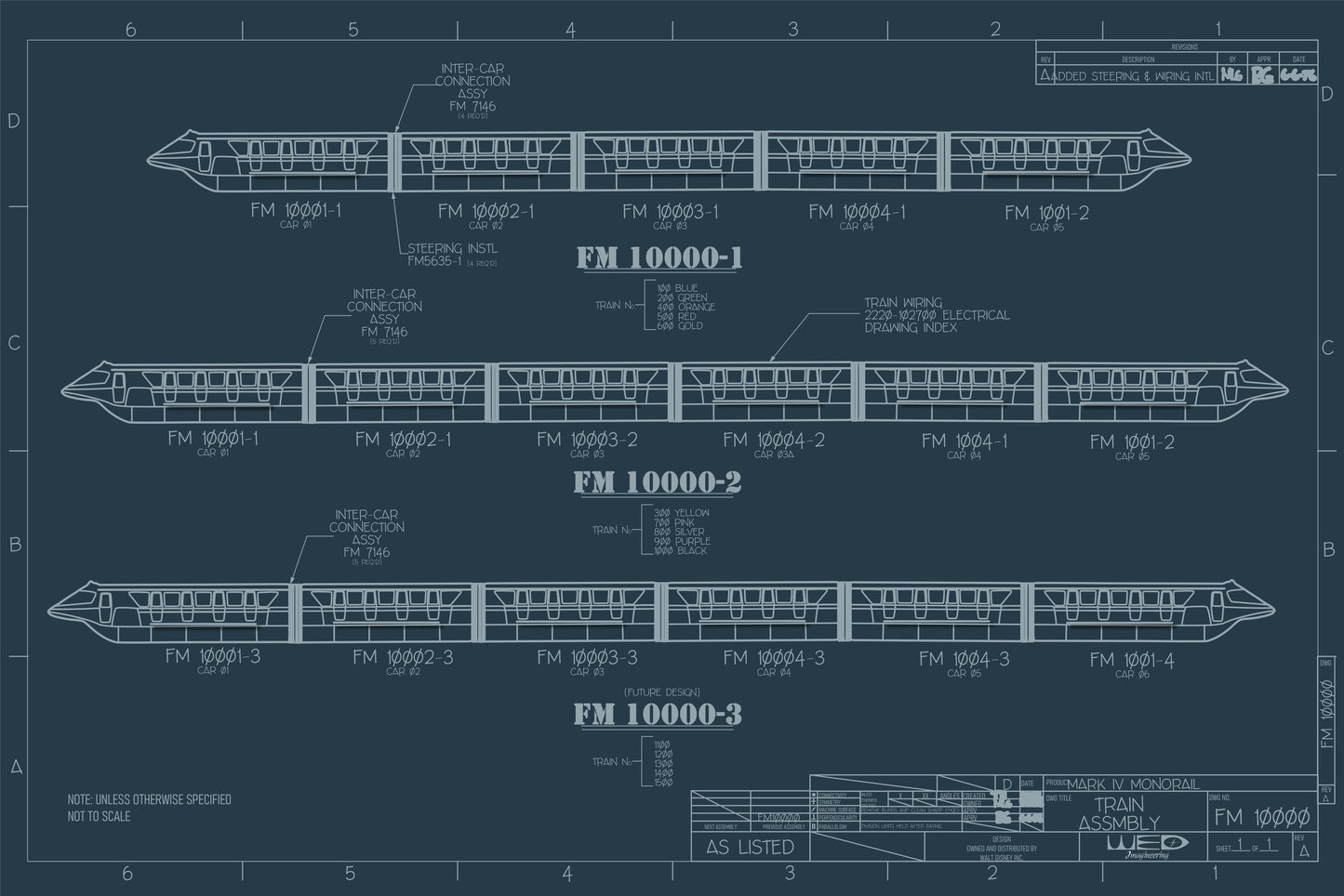 Monorail Mark IV Train Assembly Blueprint Poster Art