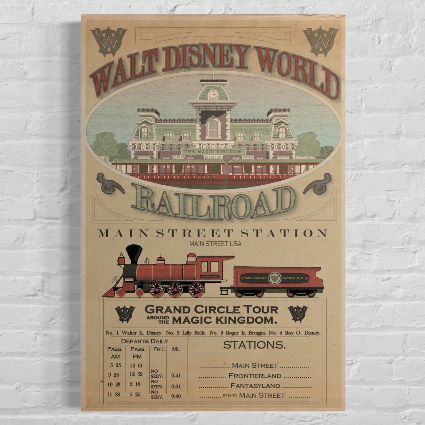 Walt Disney World Railroad Main Street Station Poster Art