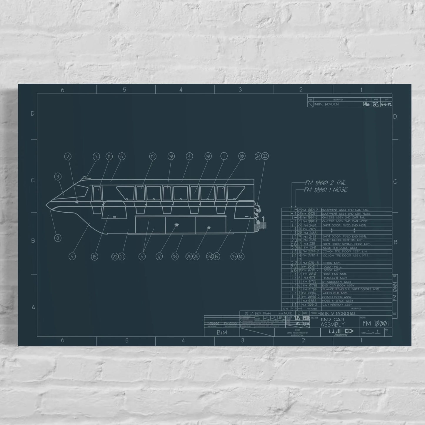 Monorail Mark IV End Car Blueprint Poster Art