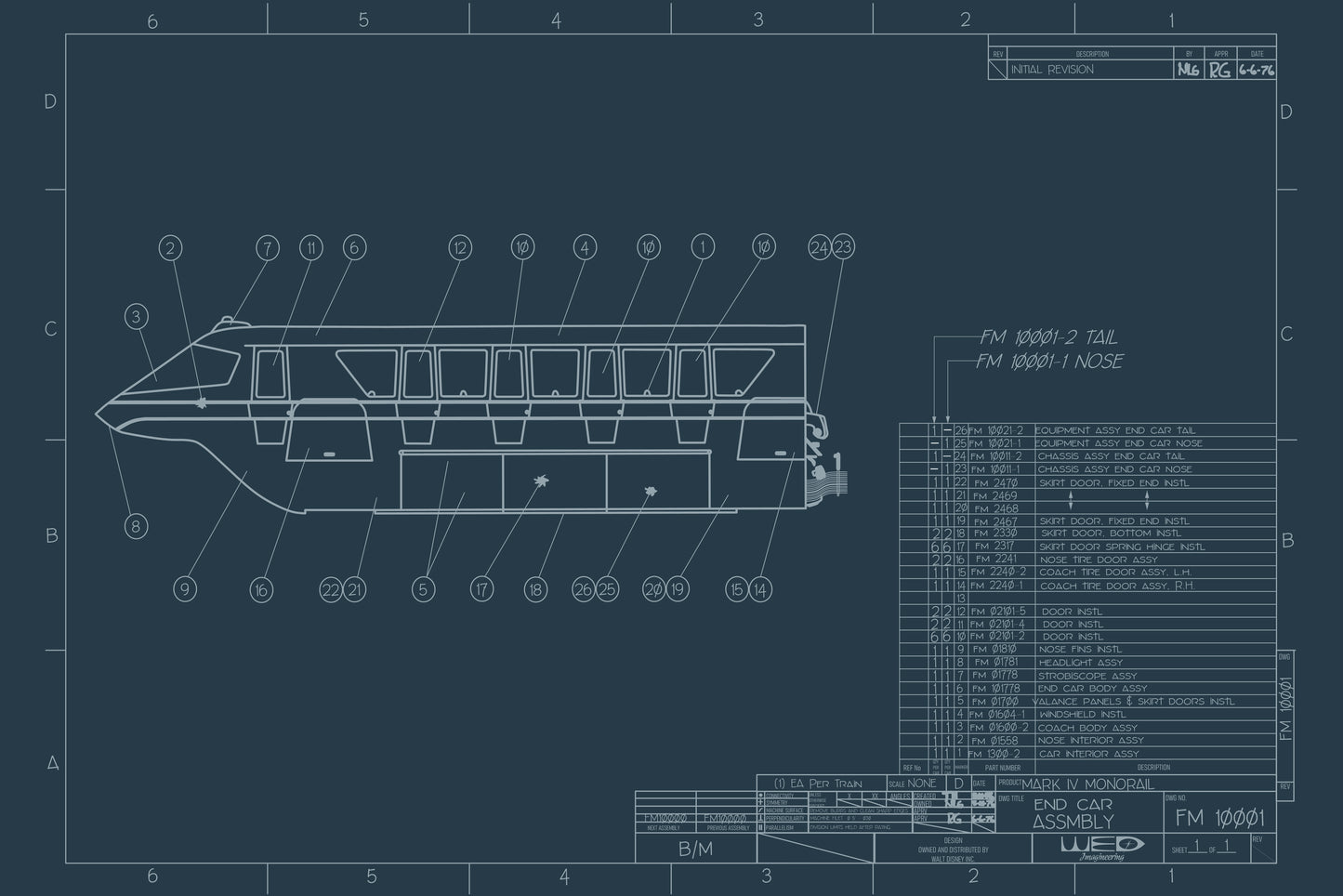 Monorail Mark IV End Car Blueprint Poster Art