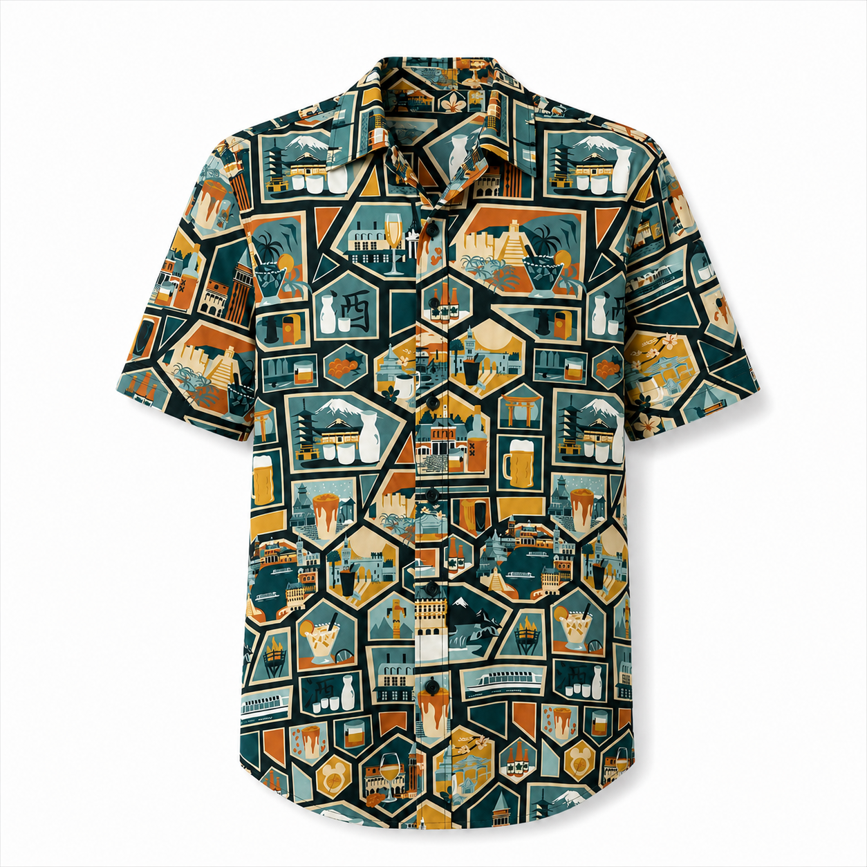 Passports & Pours Button Up Shirt
