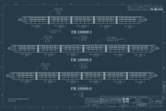 Monorail Mark IV Train Assembly Blueprint Poster Art