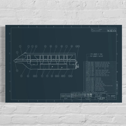 Monorail Mark IV End Car Blueprint Poster Art