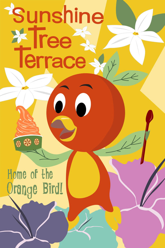Orange Bird Sunshine Tree Terrace Poster Art