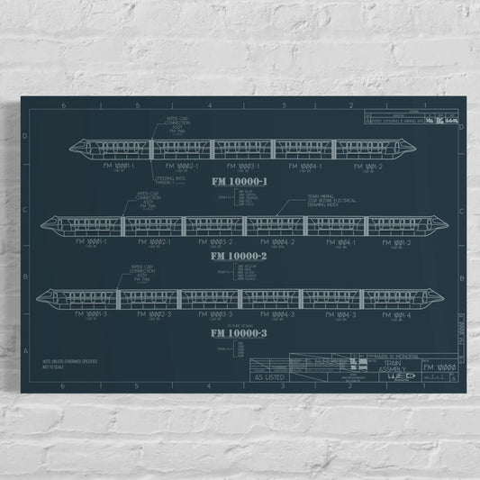 Monorail Mark IV Train Assembly Blueprint Poster Art