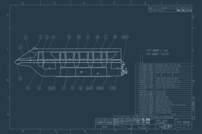 Monorail Mark IV End Car Blueprint Poster Art
