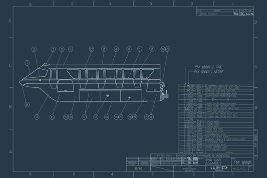 Monorail Mark IV End Car Blueprint Poster Art